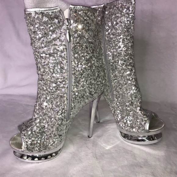 Pleaser Sequins/Chrome Boots - Picture 1 of 6